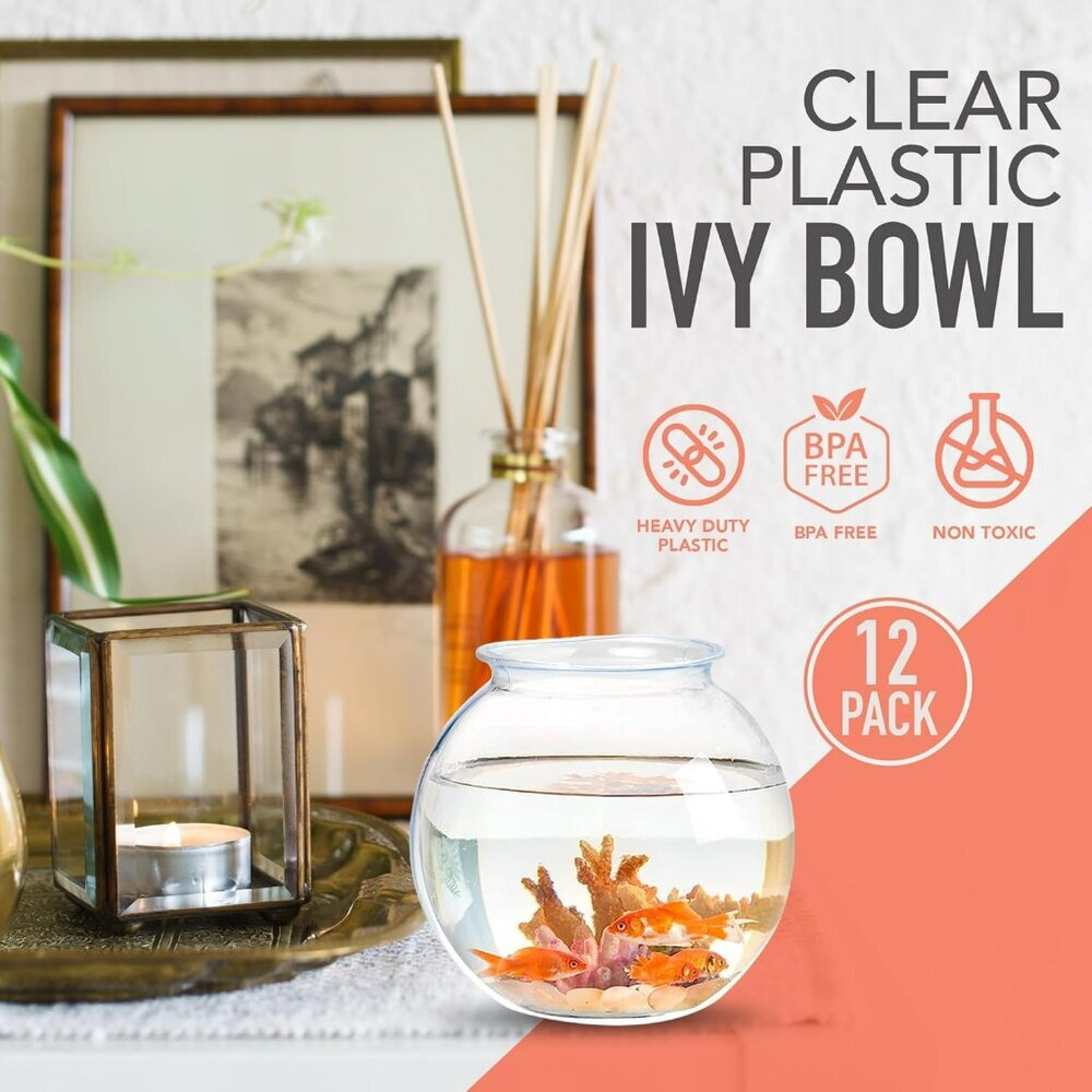 Plastic Ivy Bowls - 12 Pack - 16 Oz - Fish Bowl for Drinks, Home Décor, Unbreaka - Picture 4 of 9